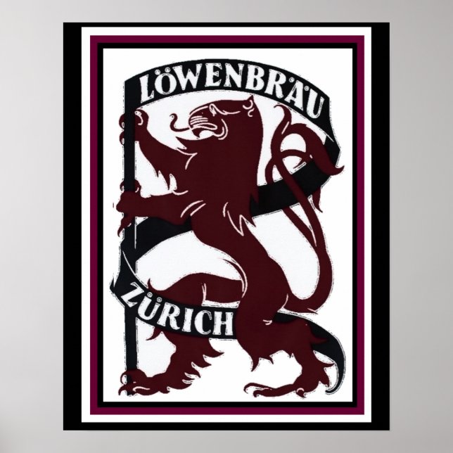 Poster publicitaire Lowenbrau Zurich 16 x 20 (Devant)