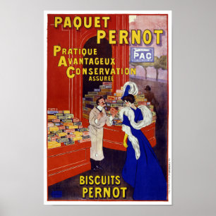 Poster publicitaire Paquet Pernot Vintage restauré