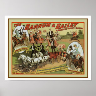 Poster publicitaire vintage Barnum and Bailey 12 x