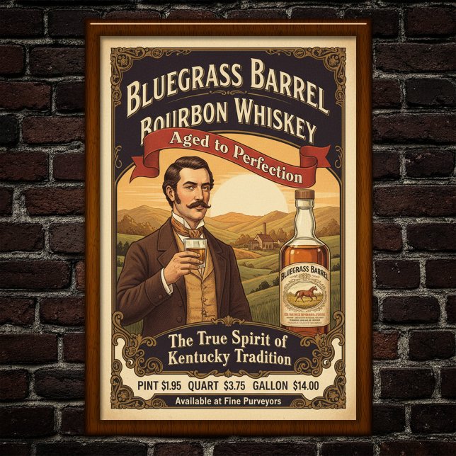 Poster publicitaire vintage Bluegrass Bourbon (Créateur téléchargé)