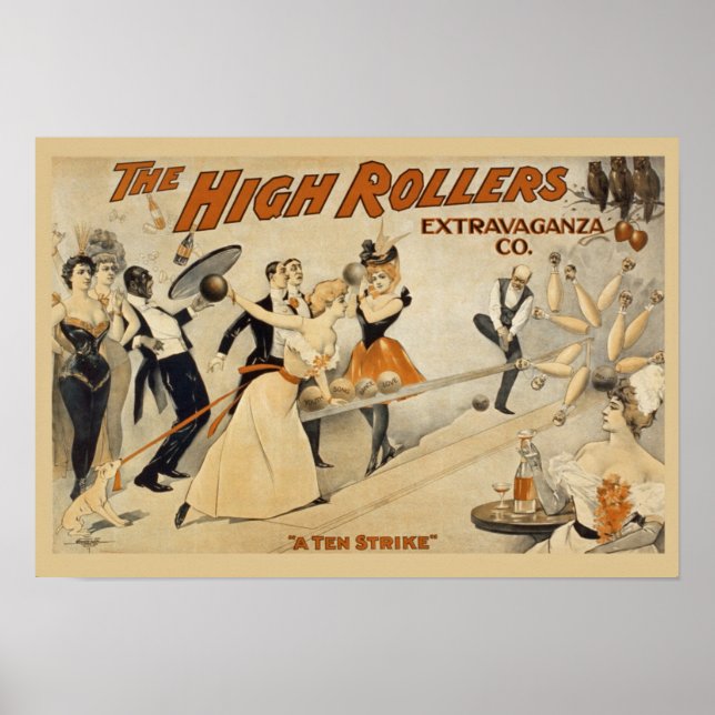 Poster publicitaire vintage Bowling (Devant)