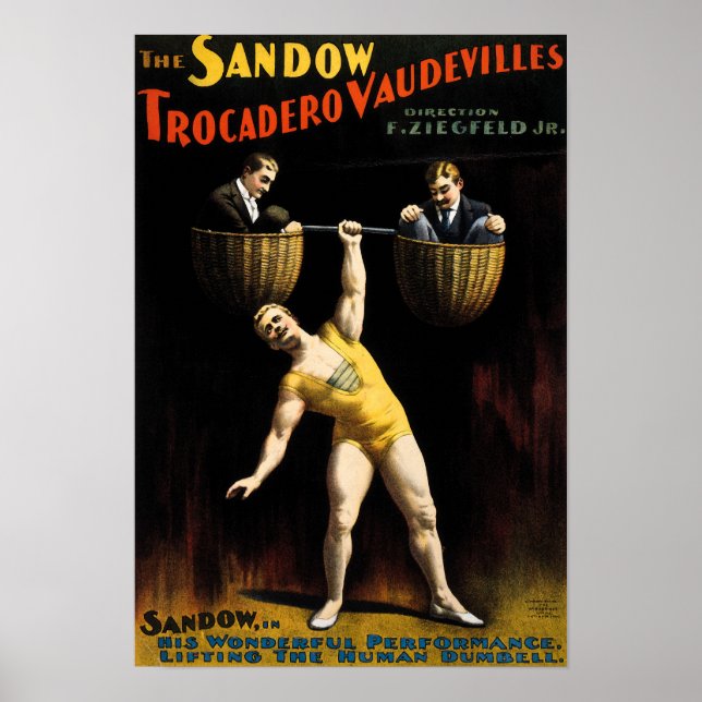 Poster publicitaire vintage Circus Strongman (Devant)