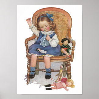 Poster publicitaire vintage de Little Girl & Dolls