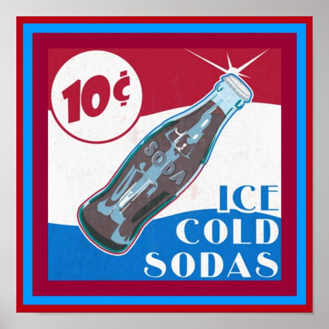 Poster publicitaire Vintage de Sodas Froides (Devant)