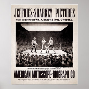 Poster publicitaire vintage Jeffries contre Sharke