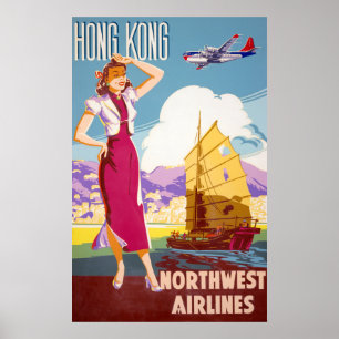 Poster publicitaire vintage Northwest Airlines