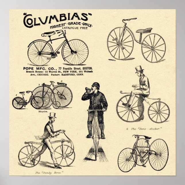 Poster Publicité ancienne pour bicyclette Columbia (Devant)