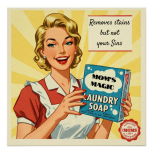 Poster Publicité rétro de savon de lessive des années 195