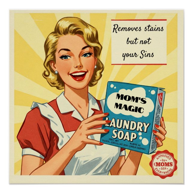 Poster Publicité rétro de savon de lessive des années 195 (Devant)