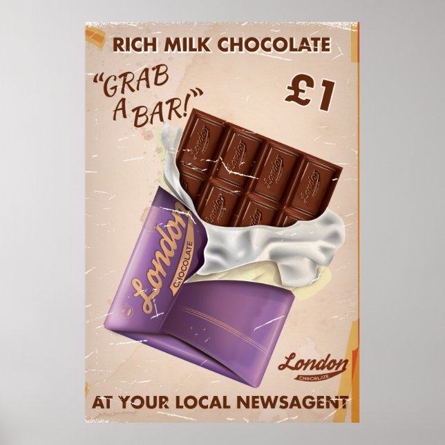 Poster Publicité rétro pour le chocolat britannique. (Devant)