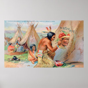 Poster Publicité sur la farine des yeux endormie avec des