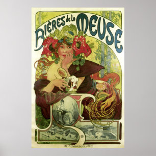 Poster Publicité vintage de bière Mucha