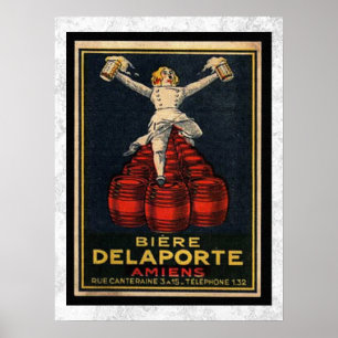 Poster Publicité vintage du tonneau de bière