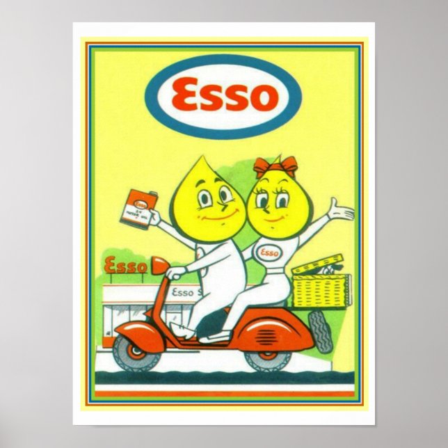 Poster Publicité vintage Esso Essence 12 x 16 (Devant)