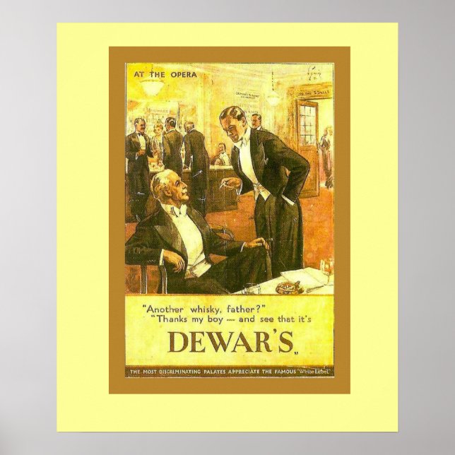 Poster Publicité vintage, le whisky écossais de Dewar (Devant)