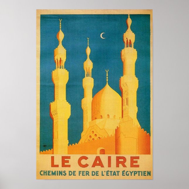 Poster Publicité vintage pour les voyages au Caire (Devant)