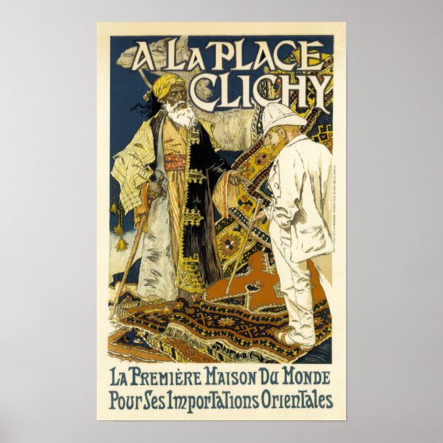 Poster Publicité vintage sur tapis Oriental (Devant)
