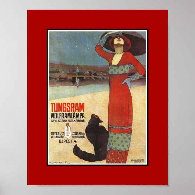 Poster Publicité Vintage Tungsram ampoules (Devant)