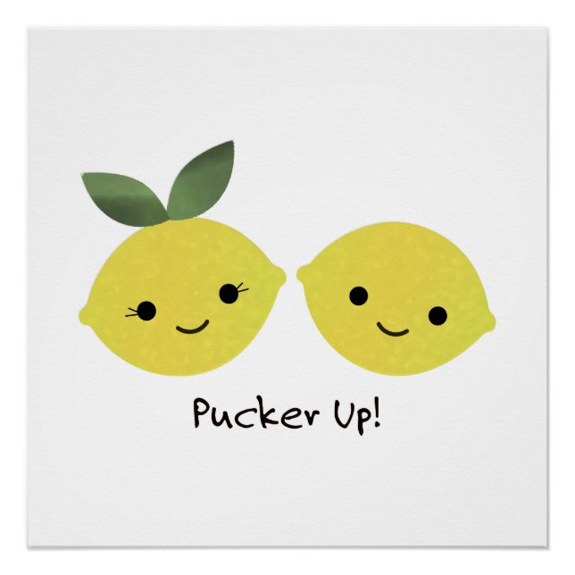 Poster Pucker up Cute Kawaii Lemons (Devant)