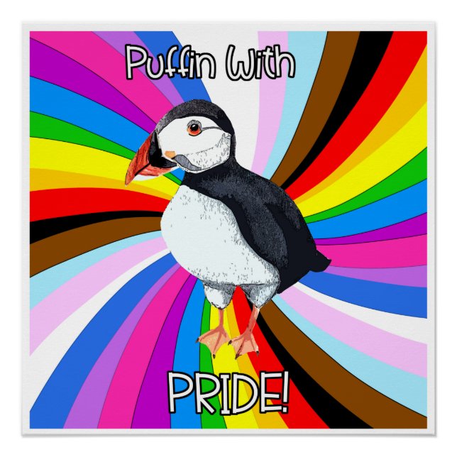 Poster Puffin Avec Fierté ! - LGBTQ+ (Devant)