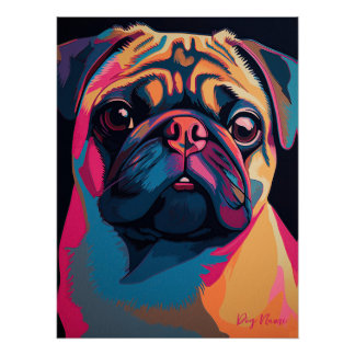 Poster Pug Dog 001 - Bruno Pokopen