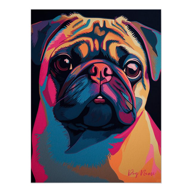 Poster Pug Dog 001 - Bruno Pokopen (Devant)