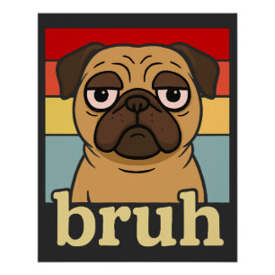 Poster Pug Drôle Bruh Chien Silly Amoureux de Chien Humou
