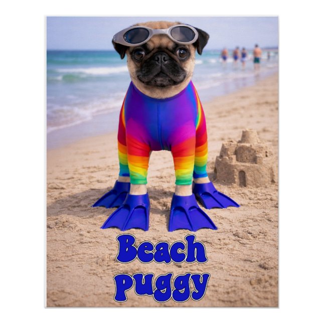 Poster Puggy de la plage (Devant)
