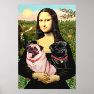 Poster Pugs (Fauve + Noir) - Mona Lisa