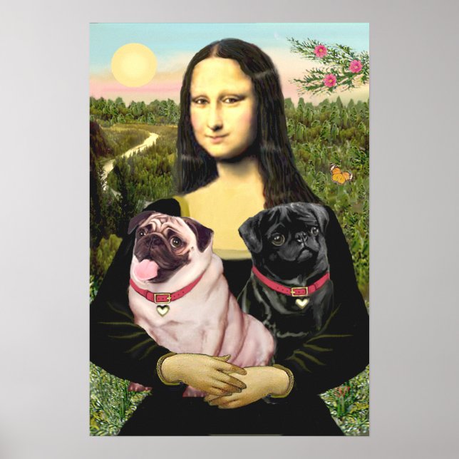 Poster Pugs (Fauve + Noir) - Mona Lisa (Devant)