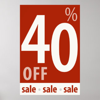 Poster Puissant 40% DE RÉDUCTION SUR VENTE Signal - affic