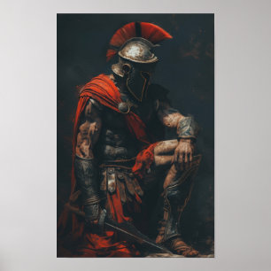 Poster puissant Spartan Warrior Kneeling