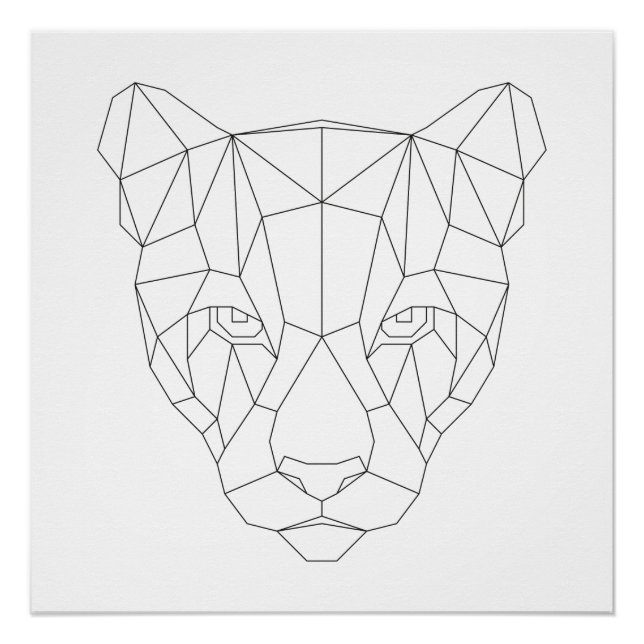 Poster Puma Head Géométrique Noir & Blanc Art Moderne Imp (Devant)