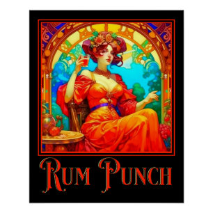 Poster Punch de rhum Art nouveau