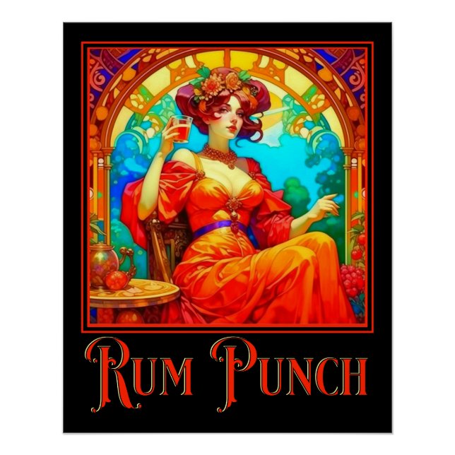 Poster Punch de rhum Art nouveau (Devant)