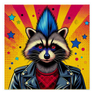 POSTER PUNK ROCK RACCOON