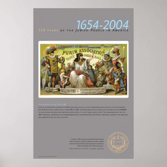 Poster Purim Association Card, 1881 (Devant)