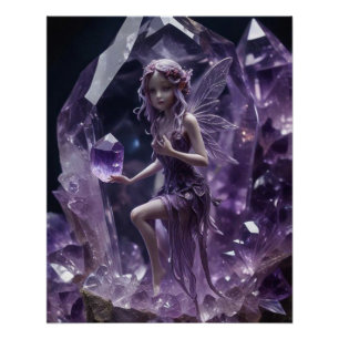 Poster Purple Améthyste Crystals Fée Magique