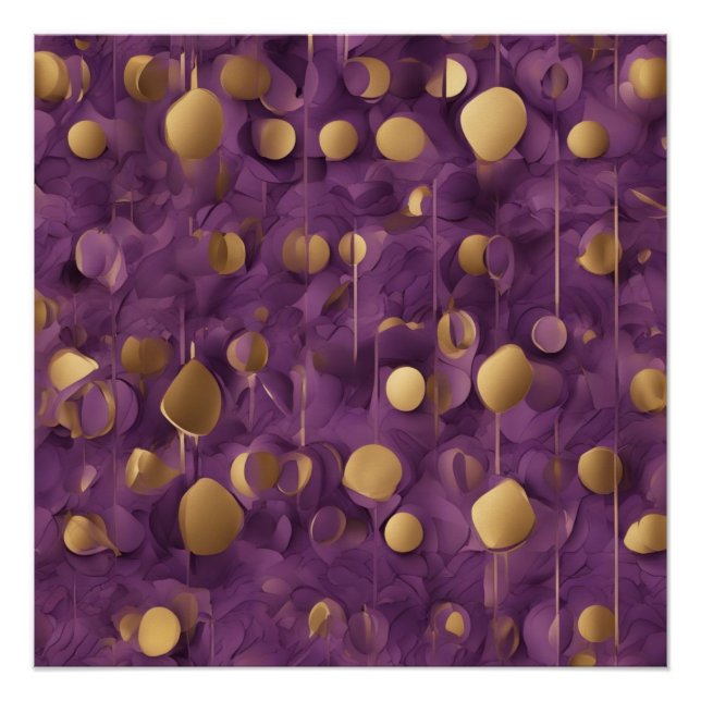Poster Purple et Mur d'or Art Abstrait (Devant)
