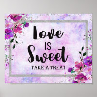 Purple Floral & Argent Confetti L'amour est doux