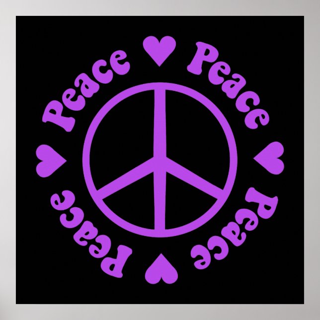 Poster Purple Peace & Love (Devant)