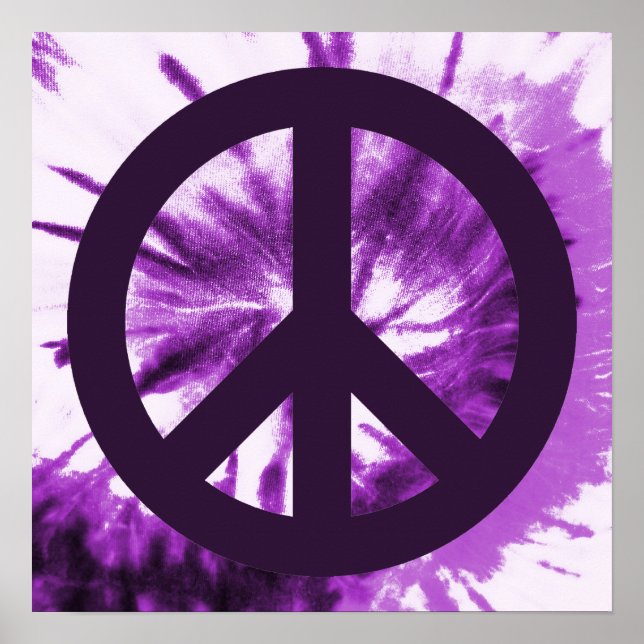 Poster Purple Tie-Dye with Peace Symbol (Devant)