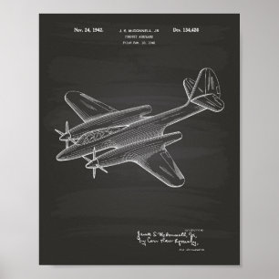 Poster Pursuit Airplane 1942 Patent Art Chalkboard