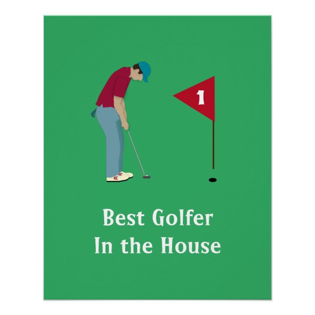 Poster Putage de golfeur vert carré (Devant)