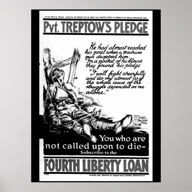 Poster Pvt. Treptow's Pledge.  "I will fight_War image (Devant)