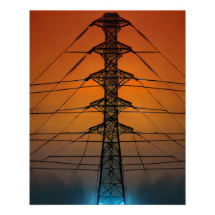 Poster Pylône de coucher de soleil