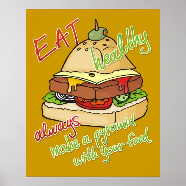 Poster pyramide de burger pour une alimentation saine (Devant)