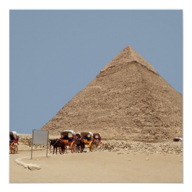 Poster Pyramide de Khafre et chapelet de chars (Devant)