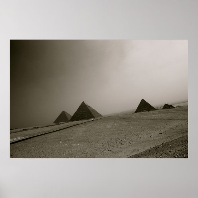 Poster Pyramides de Gizeh noir et blanc (Devant)