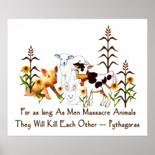 Poster Pythagore Citation végétarienne
